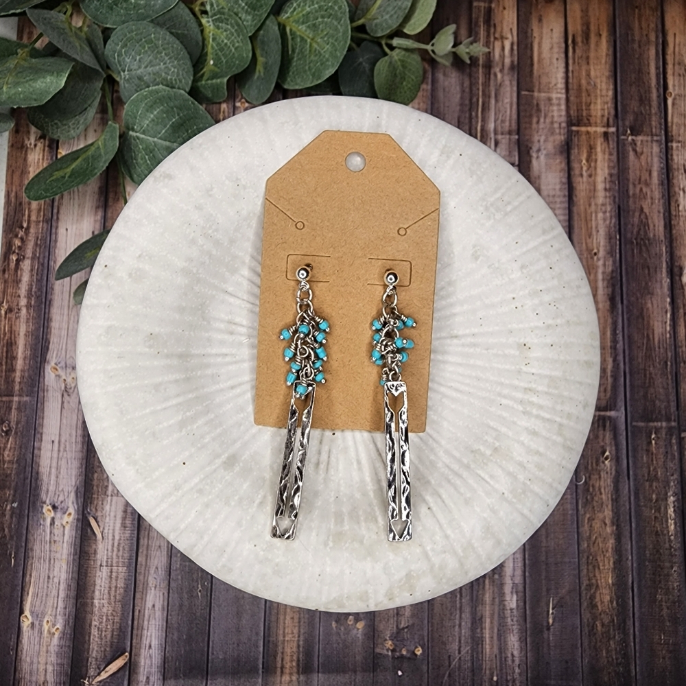 Turquoise beaded arrow earrings